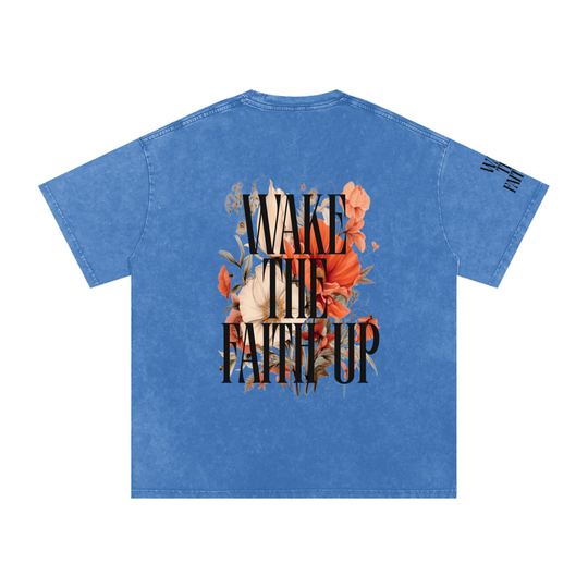 Wake The Faith Up Snow Washed Oversized Cotton T-Shirt
