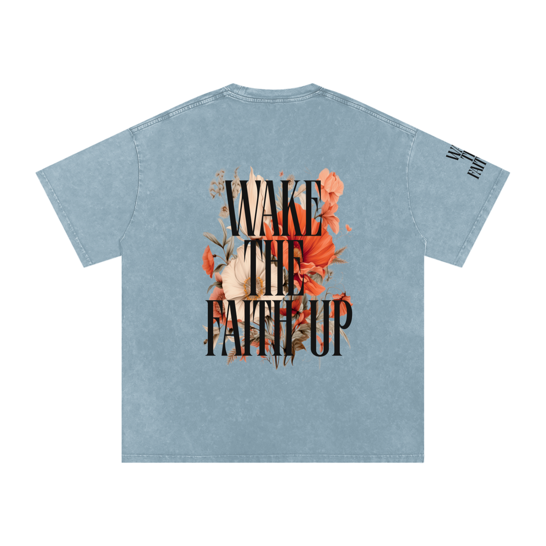 Wake The Faith Up Snow Washed Oversized Cotton T-Shirt